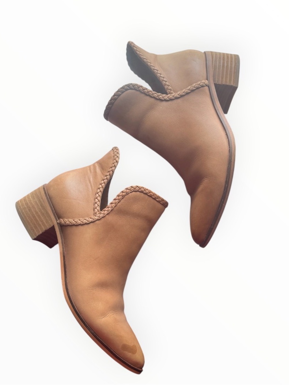 Lucky Brand Tan Braided-Cuff Ankle Booties - Women